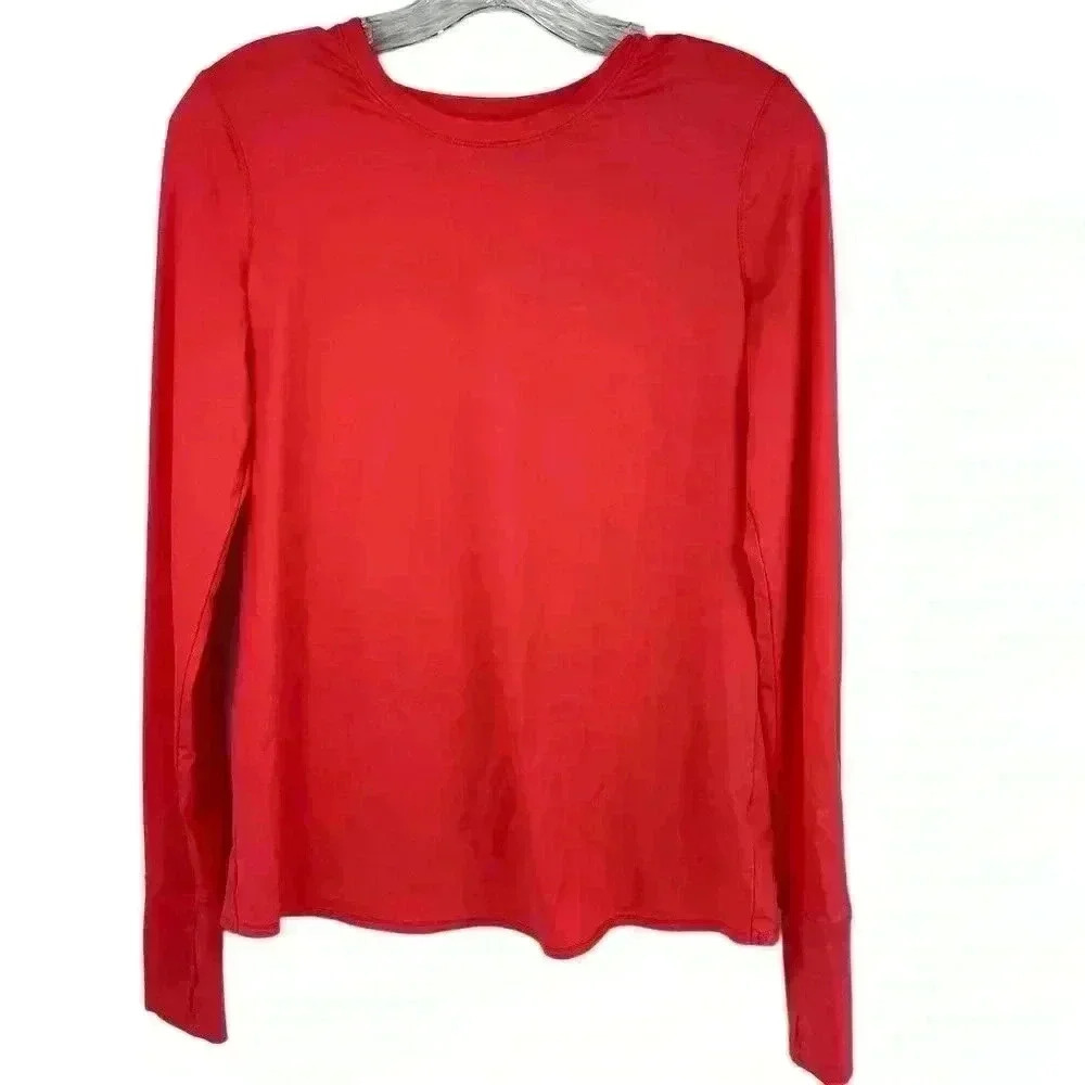 Athleta Sunlover UPF 50+Tulip Back Top Long Sleeve‎ Crew Neck Top Pink Size S